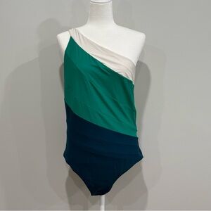 Summersalt Sidestroke Blue, Green, and White Swimsuit